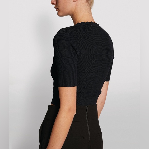 SANDRO CECIL BLACK SCALLOPED TRIM CARDIGAN - Picture 4 of 16